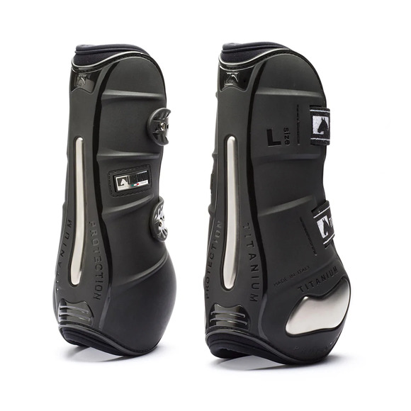 Lorenzini Titanium Paranocca Fetlock Jumping Splint Boots Black Pair Medium NIB - Picture 1 of 7